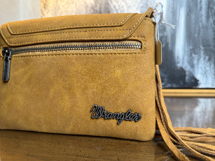 Wrangler Suede Leather Fringe Crossbody | Camel